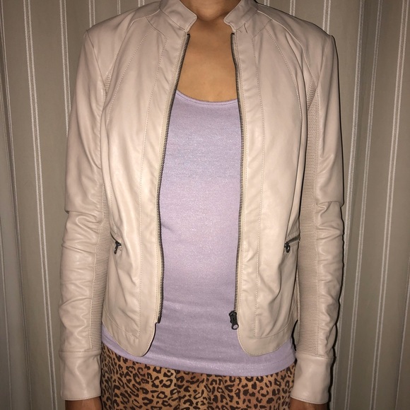 bagatelle Jackets & Blazers - Faux leather moto jacket cream tan